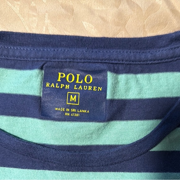 Polo by Ralph Lauren Green and Blue Striped Tee - Picture 4 of 5